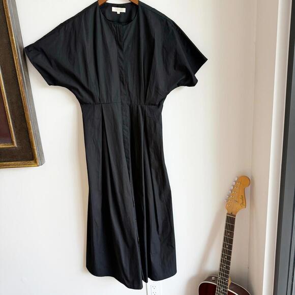 Elegant Black Button-Down Pleated Midi Dress by Partierre US Size 2-4 - Picture 2 of 9